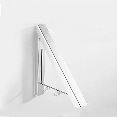 Porte-Manteau Mural Pliable - Aluminium Acier Inoxydable - 45° Rétractable - Pour Chambre Salle De Bain Balcon - 1 Pièce (1/4)