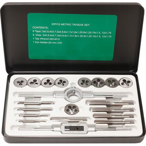 Gewindebohrer- und Schneideisen-Set, 20-teilig