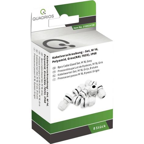 QUADRIOS 2102CA130 ASSORTIMENTO DI PRESSACAVI M16 PA66 GRIGIO CHIARO (RAL 7035) 1 SET (1/5)