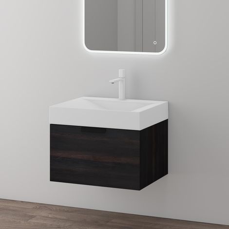 doporro Mobile Bagno Sospeso 60x35x48cm, Mobiletto per Bagno in Antracite, Seria Lonato (1/5)
