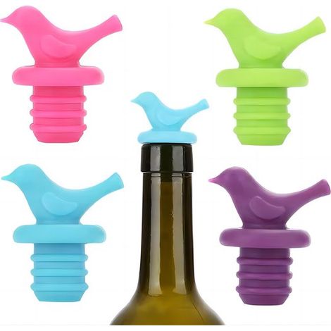 Tapones para vino con forma de seta, Paquete de 5, Tapones de vacío para vino, Tapones de silicona, Reutilizables, Rosa/Rojo/Morado/Azul/Verde (1/5)