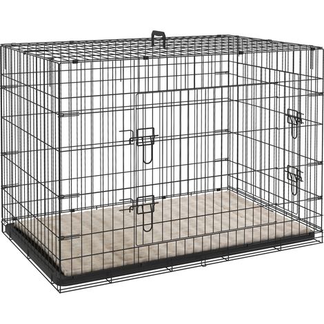 Faltbare Hundetransportbox mit Griff, herausnehmbarer Schale und Kissen, 105 x 70 x 75 cm, schwarz