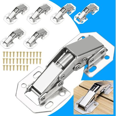 Lot de 8 charnières invisibles à 90 degrés pour armoire, cuisine, tiroir, fenêtre, avec vis (1/4)