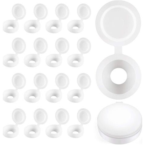 Cache-vis à Charnière en Plastique Plier les Couvercles à Vis Laveuse Flip Tops Blanc (1/5)