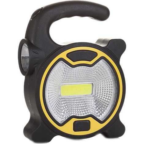 Lot de 4 lampes torches LED pour le camping et le travail, alimentées par piles (jaune), lampe torche COB portable, projecteur de travail à piles (1/5)