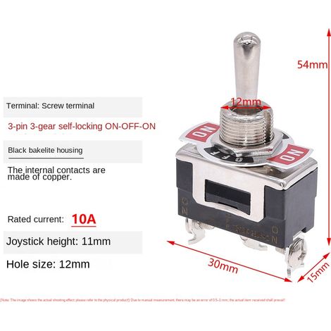 Interrupteur à bascule E-TEN1322 (grand modèle) : 2e vitesse, 3e vitesse, 4e broche, 6e broche. Compatible avec les modèles 1321/1021/1121/1122/1221TEN-1122. Modèle noir à 3 broches et 3 vitesses.