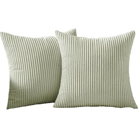 Set di due fodere per cuscini in velluto a coste,45 x 45 cm,Fodera per cuscino da divano,Fodera per cuscino da divano,Grigio chiaro (1/5)