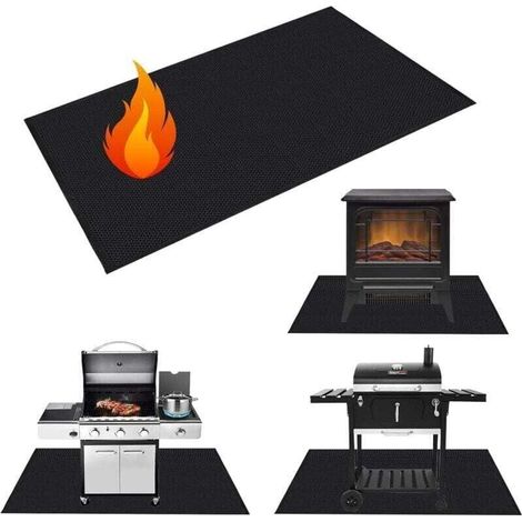 Alfombrilla para barbacoa de 100 x 182 cm, ignífuga para exteriores, reutilizable, fácil de limpiar, impermeable, para fogatas y patios. (1/4)