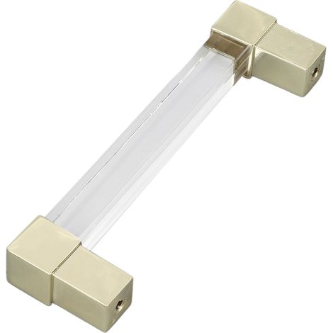 Poignées de tiroir en acrylique, monotrou, en cristal, pour meubles de cuisine, commodes et placards, entraxe de 96 mm, couleur or. (1/5)