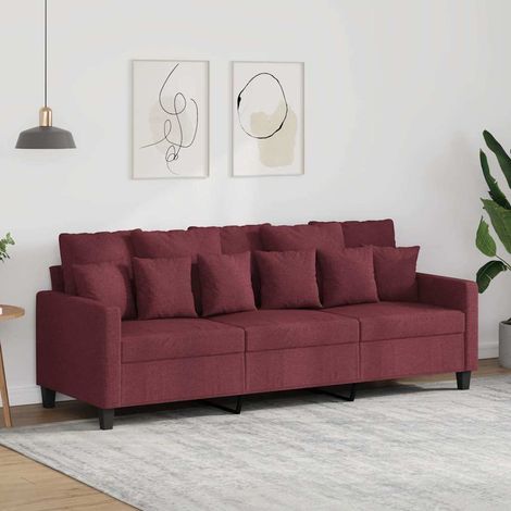 Sofá de 3 plazas de tela rojo tinto 180 cm