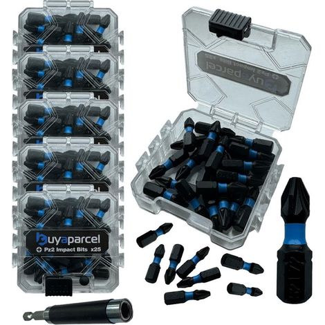 BAP 125 PC Impact Torsion PZ2 Pozi 2 Screwdriver Drill Bit + Magnetic Holder (1/5)