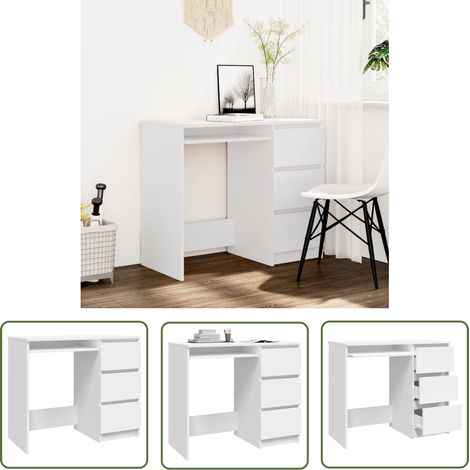 The Living Store Schreibtisch Weiß 90x45x76 cm Holzwerkstoff - Schreibtisch - Weißer Schreibtisch - Holzwerkstoff Schreibtisch - Kleiner Schreibtisch - Kinderzimmer Schreibtisch (1/5)