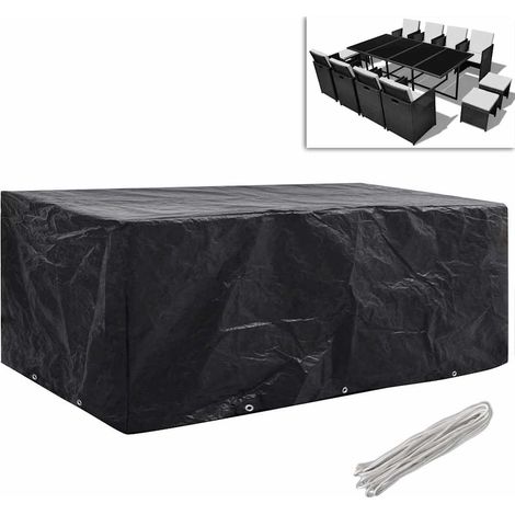 vidaXL Funda de muebles de jardín 2 uds set ratán 8 personas 10 ojales (1/2)