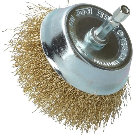 Brosse perceuse tige Hexagonale Pinceau Ø 25 fil Laiton Ondulé Nettoyage (1/4)