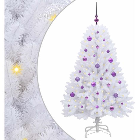 Albero di Natale Albero natalizio Albero festivo Artificiale con Rami Pieghevoli Bianco 150 cm (1/5)