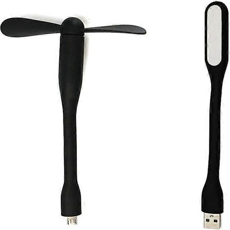 Multifunktionaler Mini-USB-Tischventilator mit tragbarer und energiesparender LED-Leuchte, schwarz (1/4)