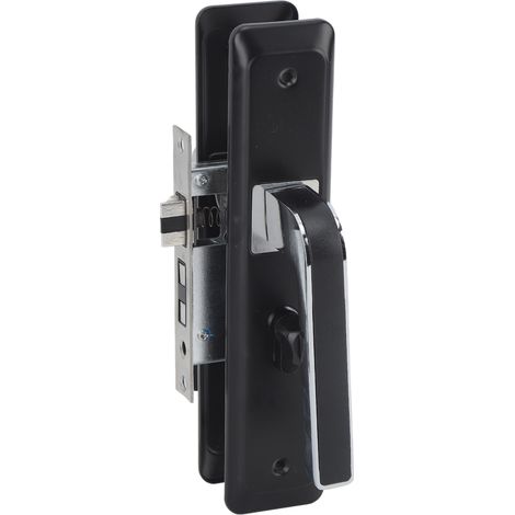 Ensemble de poignée de porte avec verrou pour salle de bain, silencieux, sécurité, noir (1/5)