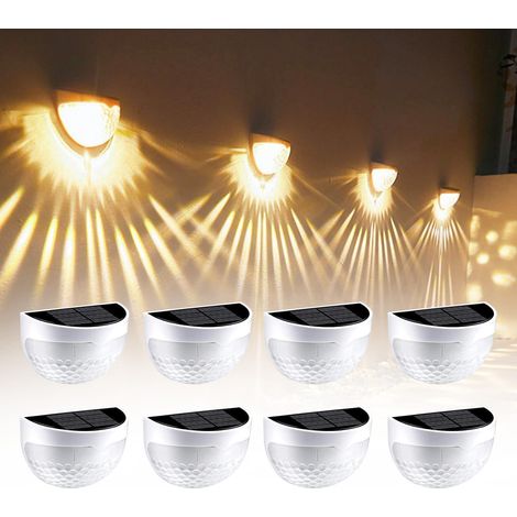 8 Pack Solar Fence Lights Outdoor, Wireless LED Garden Lights Solar Powered, Waterproof Solar Wall Lights Outdoor for Decorations, Railing Fence, Yard, Deck,Stairway,Gate, Wall (Warm White)