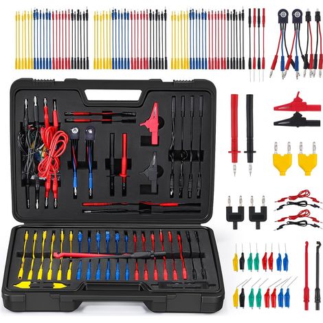Bonvoisin 110pcs Multimeter Test Cable Kit for Car 110-Piece Car Test Cord Kit, 72 Terminals, SRS Connector, LED Strobe, 4mm Banana Plugs, 0.5mm Drilling Probes (1/5)