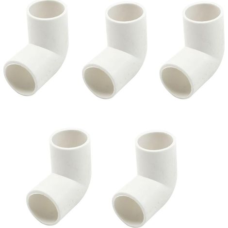 Lot de 5 raccords de tuyau en PVC de 20 mm, connecteurs coudés coulissants à 90 degrés, raccords de connexion d'angle de tuyau d'eau, joints coudés à douille coulissante pour systèmes de (1/5)