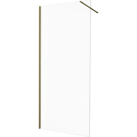 KINEDO - Paroi Douche Solo Design - Verre de 6 mm + Profilé Aluminium - Traitée Anti-Calcaire - Fabriquée en France - L.100 cm x H.200 cm - verre transparent + Profilé Or brossé (1/5)