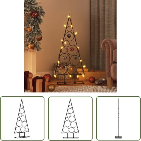 The Living Store Metall-Weihnachtsbaum für Dekorationen Schwarz 90 cm - Metall Weihnachtsbaum - Schwarzer Weihnachtsbaum - Diy Weihnachtsdeko - Weihnachtliche Deko - Balkon Dekoration (1/5)