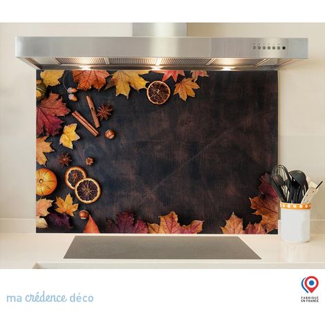Fond de hotte : Fond automnal avec oranges confites, noix et épices - Verre trempé - 90 cm - 60 cm (1/5)