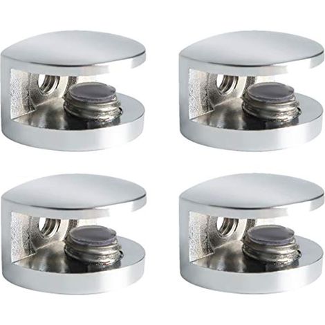 Morsetto per vetro, supporto per mensola in vetro, montaggio a parete, staffa regolabile, adatto a vetri di spessore 5-8 mm, finitura in lega di zinco lucida, 4 pezzi, EBL3008-4P (1/4)