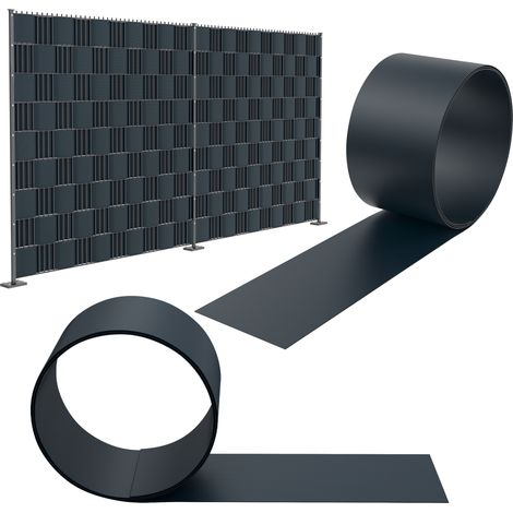 AUFUN Bandes D'Intimité en PVC, Lamelle Occultation Grillage Rigide dur Brise-vent pour Double Clôture de Jardin, Balcon (2,5m19cm, Anthracite)