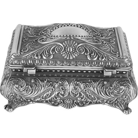 Vintage Metal Jewelry Box for Women and Girls, Rectangular Alloy Trinket Storage Box for Christmas and Birthdays (1/5)