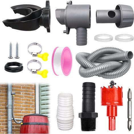 Rain water collector, 70-100 mm, downpipe, rain manifold, with 1 m hose, connection kit for rainwater cisterns (1/5)
