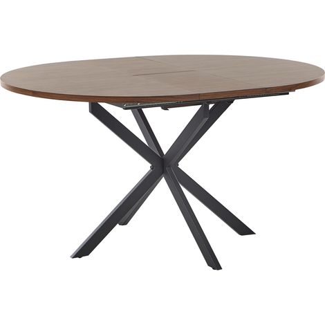 Mesa de comedor extensible 4 plazas tablero de MDF patas de metal negro redonda 110/140 x 110 cm madera oscura Friona