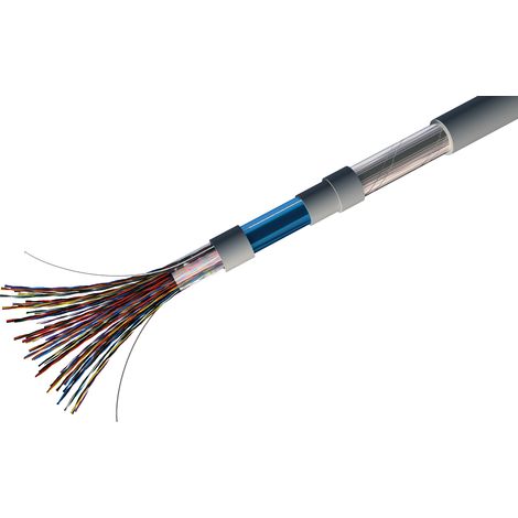 Câble téléphonique RS PRO 2 paires, 24 AWG, Retardant à la flamme, Al/PET, Gaine PVC Gris, L 100m ( Prix pour Bobine de 100 Mètres )