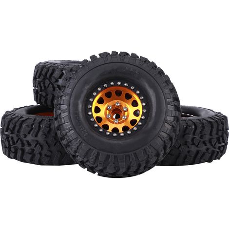 4 pneus universels en caoutchouc et moyeux de roue en métal pour voiture RC Crawler (1/5)