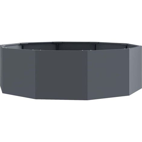Pot de fleurs couleur anthracite, 120 x 120 x 35 cm, en acier.