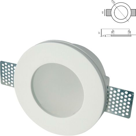 STOCK Portafaretto In Gesso Ceramico ad incasso Diametro 150 con Vetro 40W GU10 IP20