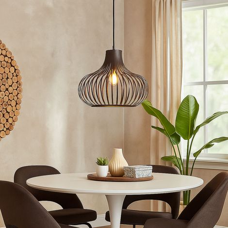 Lampe à suspendre Lampe de table à manger industrielle Lampe de salon couleur rouille, métal tressé, 1x E27, DxH 40x150 cm (1/5)