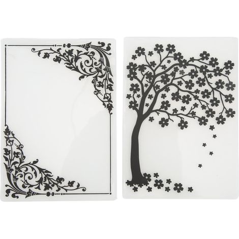 Irovami Lot de 2 dossiers de gaufrage en plastique, textures décoratives, pour la création de motifs en relief et le scrapbooking. (1/5)