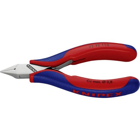KNIPEX 77 72 115 Tronchese laterale per elettronica con cerniera passante con manici multicomponente 115 mm
