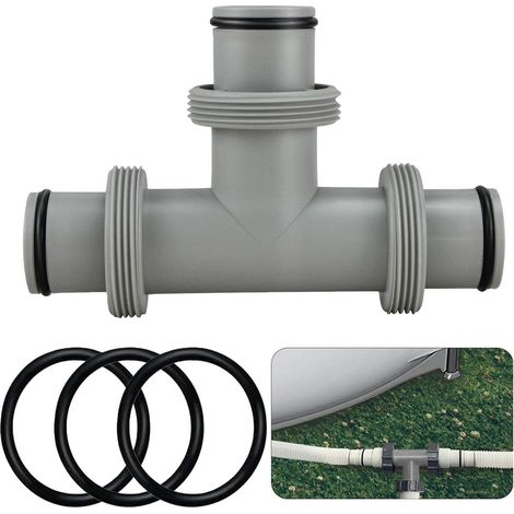 Tee Joint For Water Pipe,Spare Tube Fitting For Inflatable Pool, Sand Filter Pump Hose Tee Fitting Adapter, Hose Joint Connector (1/5)