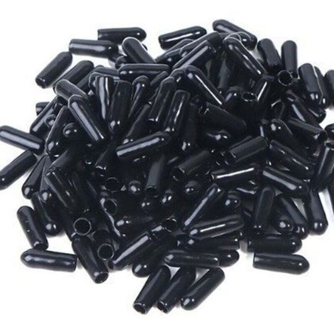 100 pièces embouts, embouts en caoutchouc, couvercle de sécurité protecteur de filetage de vis à boulon noir (3,5 mm)