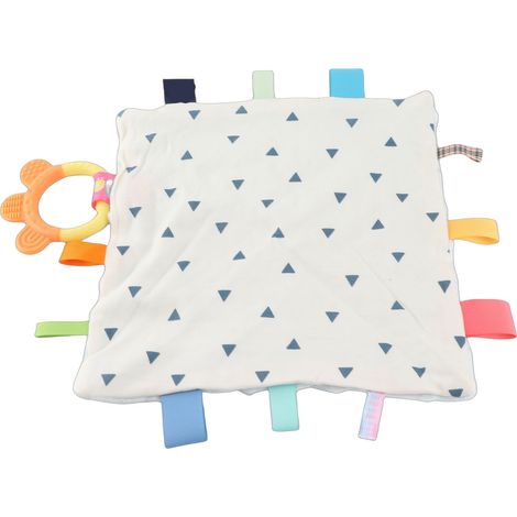 Couverture d'éveil sensorielle douce et apaisante pour bébé, avec étiquettes colorées et anneau de dentition inodore, type 4. (1/5)