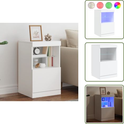The Living Store Buffet avec lumières LED blanc 41x37x67 cm - Buffet Design Moderne - Meuble Rangement - Luminaire Led Rgb - Armoire Lumineuse - Décoration Intérieur (1/5)