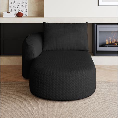 Canapé méridienne gauche en tissu noir 168x106x85 cm sans montage avec assise en mousse REDOM (1/5)