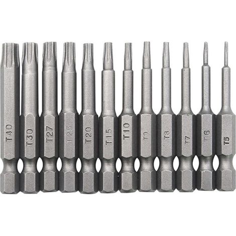 12-teiliges Torx-Bohrer-Bit-Set 1/4 Zoll Innensechskant-Schaft 50 mm lange Bohrer T5-T40 Torx Magnetics-Schraubendreher-Bits (1/5)