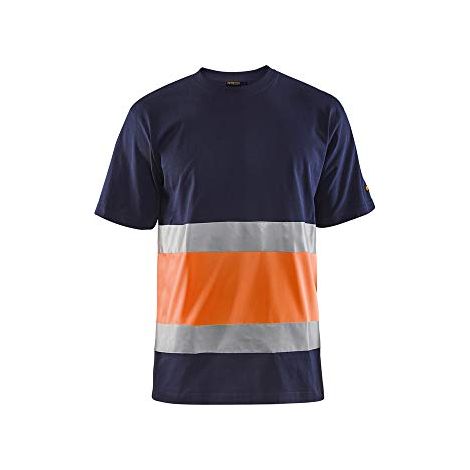 Maglietta da lavoro ad alta visibilità 3387 - Blu navy/Arancione fluorescente S (1/3)