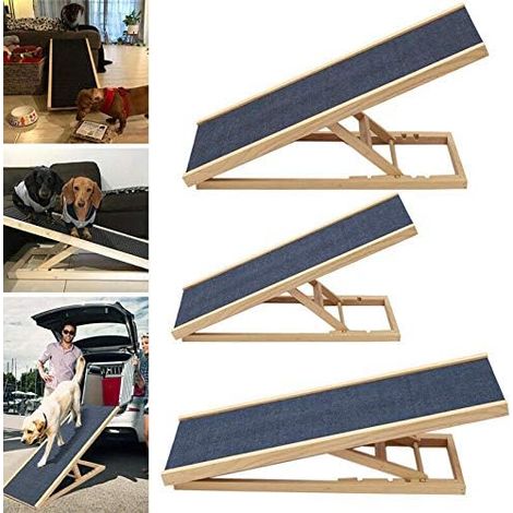 Rampe pour chien rampe pour chien de compagnie rampe antidérapante escalier tapis rampe en bois massif rampe pour chien 4 hauteur réglable (1/5)