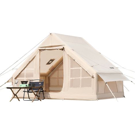 Aufblasbares Campingzelt für 3 bis 5 Personen, einfacher Aufbau mit Handpumpe, 300D Oxford-Gewebe, für alle vier Jahreszeiten geeignet, 2 Türen und Fenster (1/5)