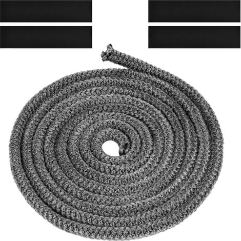 Junta trenzada para inserto y estufa, junta de fibra de vidrio de 6 mm x 3 m con 4 cintas, junta refractaria, junta para inserto de chimenea para estufa de leña, chimenea, resistente al calor hasta 55 (1/5)