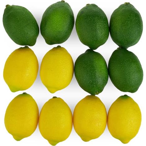BelleRise - Gros citrons et limes artificiels, fruits décoratifs réalistes - Lot de 12 (1/4)